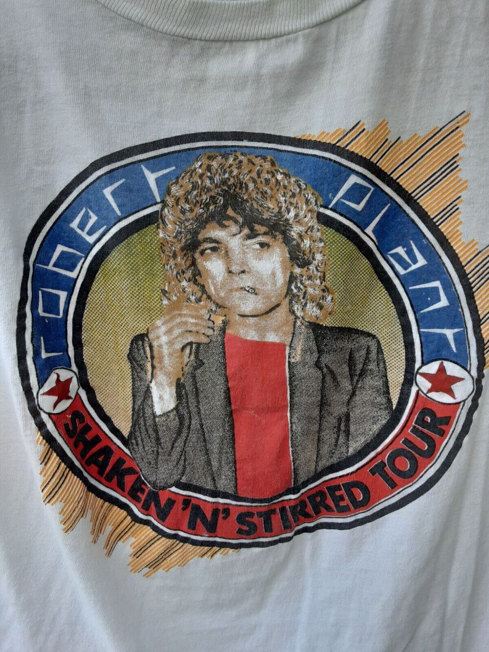 Robert Plant U.S. Tour 1985 Shaken N Stirred Sleevless T Shirt M White VTG